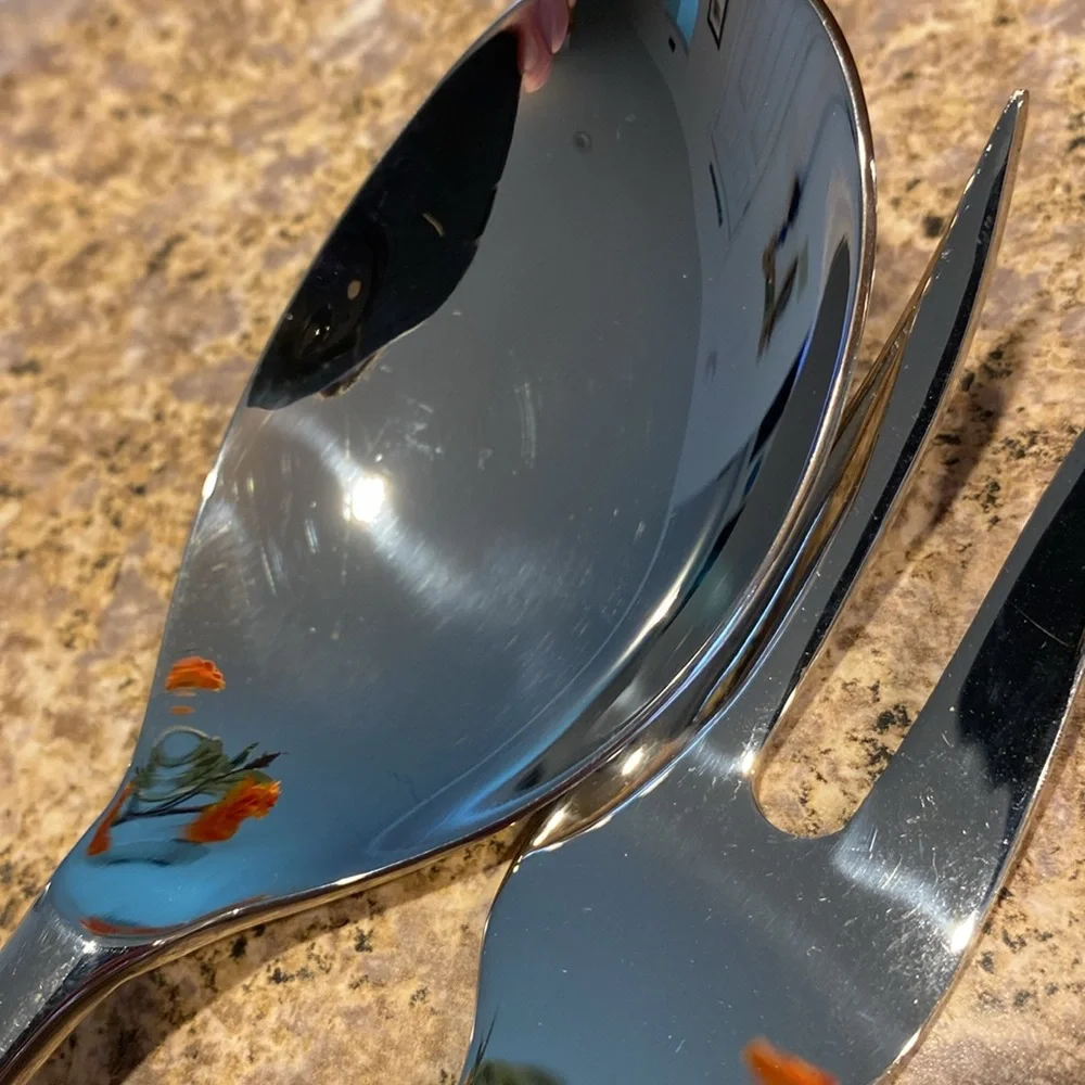 Barenthal Stainless 18/10 Serving Fork and Spoon France Silver